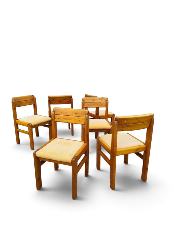Franse grenen eetkamerstoelen uit de jaren 70 – Textile, Wood (photo 10 of 12)
