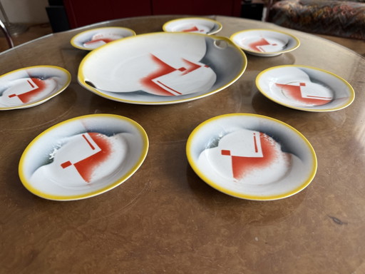 Art Deco Hors d’Oeuvre Set porselein jaren 30 