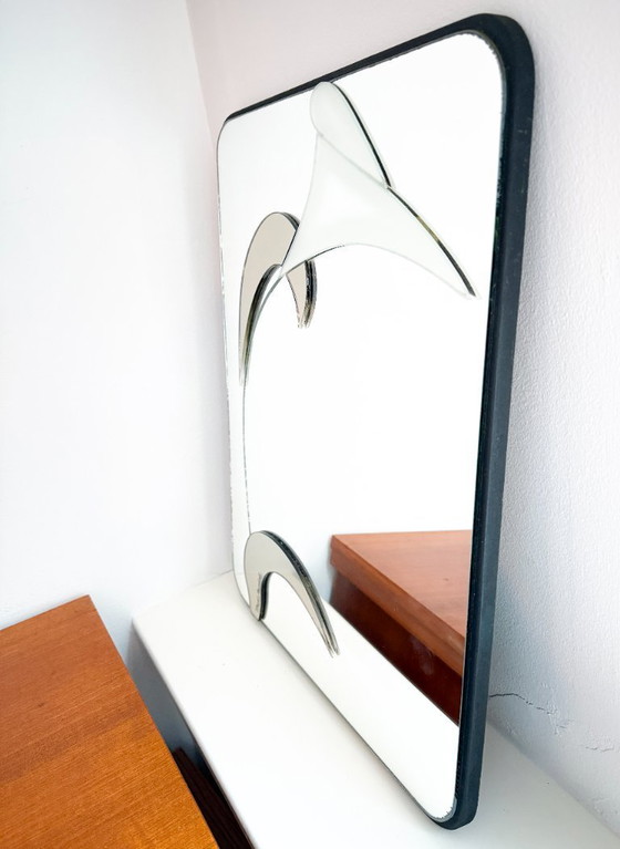 Image 1 of Vintage David Marshall Layered Mirror - 1989 - Sculptural Wall Piece - Original Labeled Work – Numbered # MP-13 - Lily - Floral