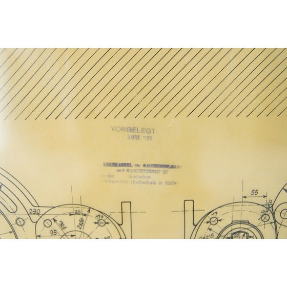 Image 1 of Original technical vintage drawing of an air compressor, 1925