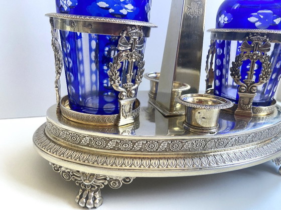Image 1 of Porte Condiments Argent Massif Ciselé 900 Directoire 1800 Orfèvre AT Paris