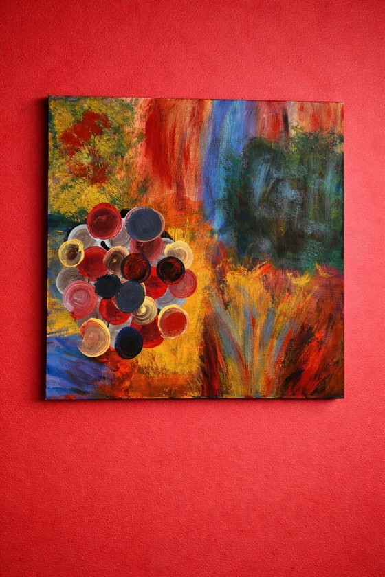 Image 1 of Large Abstract Painting – Fragments of Bloom Warm colors – T.C. Freiberger – Contemporary Expressionism