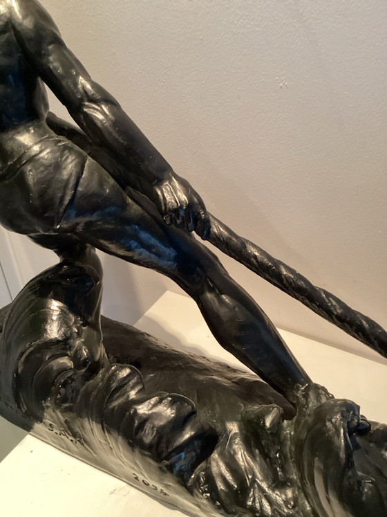 Monumental Art Deco Sculpture “Le Pecheur” Designed by Ugo Cipriani in the 1920s/30s, Metal, Black (photo 10 of 13)