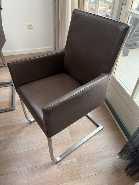 Image 1 of 6 leren eetkamerstoelen met buitengewoon comfortabele zit