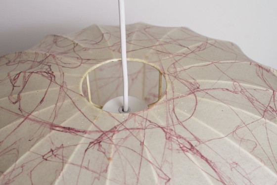 Image 1 of Italian Coccoon Pendant Lampshade Mid Century Modern Resin Large Hanging Light Vintage 1960s