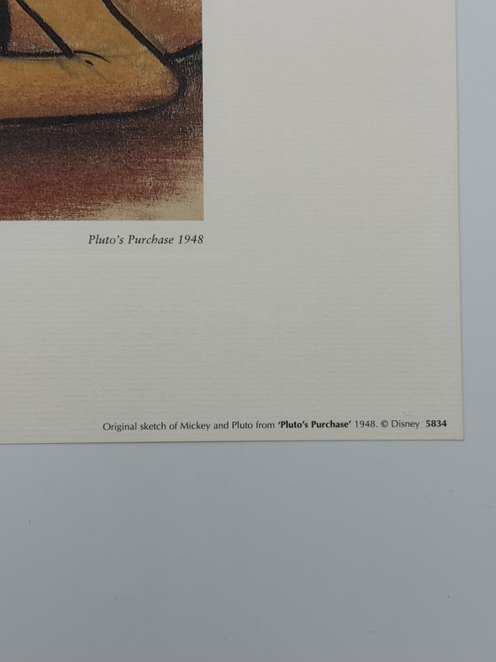 Image 1 of Estampe Disney Mickey et Pluto « L’achat de Pluto en 1948 » – encadrée par un professionnel