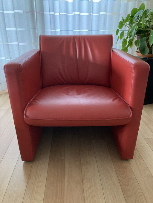 Fauteuil Leolux Fabio en cuir rouge