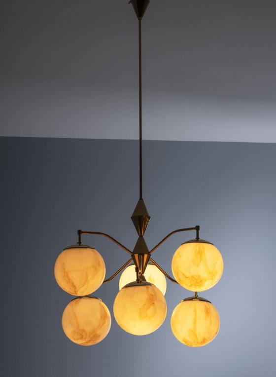 Image 1 of Vintage Marbled Glass Chandelier, 1960s–1980s, Czechoslovakia