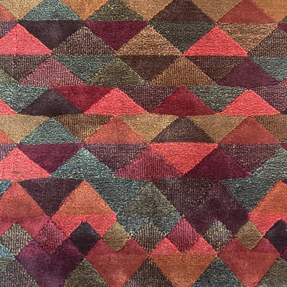 Image 1 of Schitterend geometrisch Italiaans wollen tapijt "Luxor" uit de jaren 80 van Missoni voor T&J Vestor