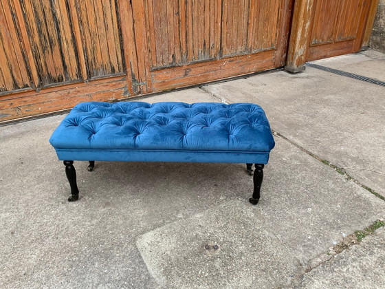Mid-Century Blue Ottoman, 1960s – Footstools & poufs, Mid Century Modern (photo 3 of 8)