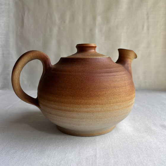 Image 1 of Deense steengoed theepot uit de jaren 70 van Karlslunde Keramik - Sculpturale Wabi Sabi