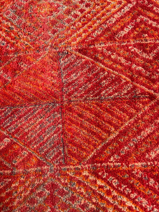 Image 1 of Vintage Red Moroccan Berber Rug 210x370 cm – Handwoven Boujad Carpet | Bohemian Tribal Area Rug | Moroccan Boujad Wool Rug