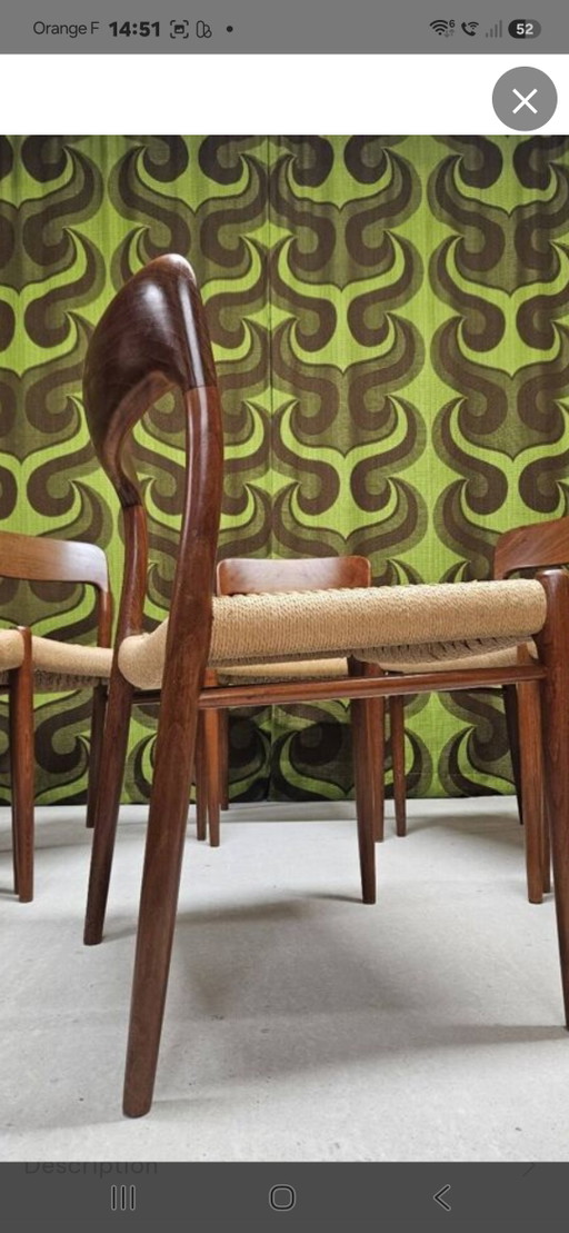 Lot 6 chaises model 75 de Niels O. Møller 1960  