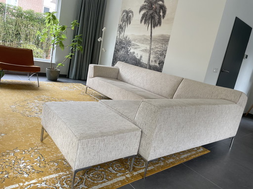 Bloq bank met chaise longue en hocker (stof: Stanton 40 biscuit)