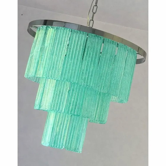 Image 1 of Lampadario moderno Sputnik in vetro di Murano verde mare, SimoEng italiano, stile Mazzega