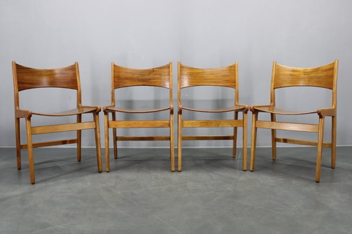 Sillas de comedor danesas de mediados de siglo en afzélie y haya, juego de cuatro