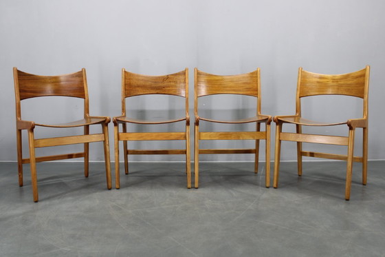 Image 1 of Sillas de comedor danesas de mediados de siglo en afzélie y haya, juego de cuatro