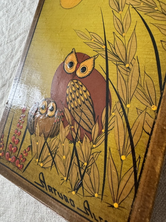 Owl; vintage painting from Mexico, Arturo Alcala - folk art, wood – Paintings & Drawings (photo 10 of 11)