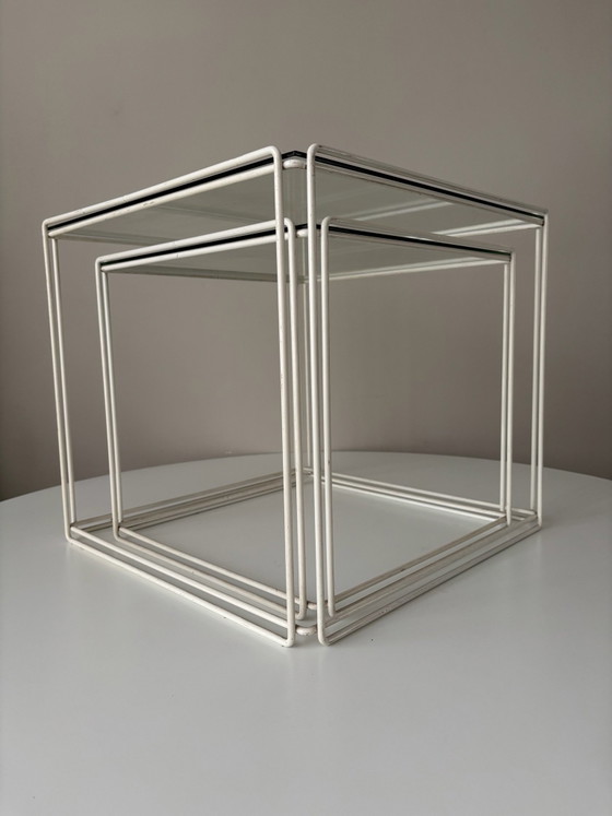 Max Sauze “ Isocele “ tavolini cubo vintage – Vetro, Metallo (photo 2 of 6)