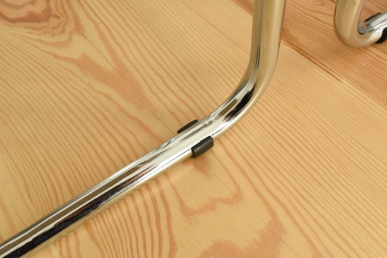 Image 1 of VINTAGE VINTAGE stalen buisvormige stoffen eetkamerstoel vrijdragend Bauhaus Modernist jaren 70