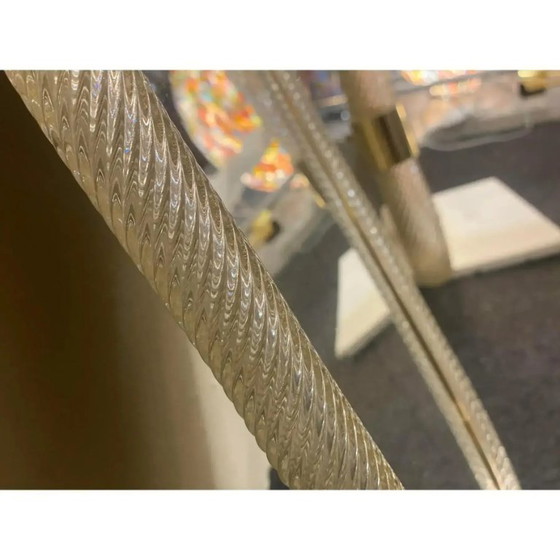 Image 1 of Italienischer Murano-Glas-Wandspiegel mit Torciglione Torchon – Barovier-Einfluss