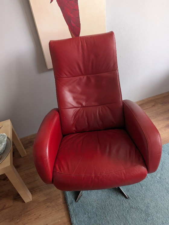 Fauteuil Hjort Knudsen, cuir rouge, Métal, Modern (photo 2 sur 5)