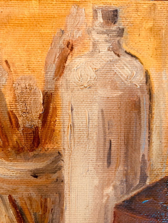 Image 1 of Small oil painting on canvas, still life, "studio"