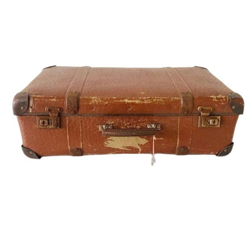 Vintage brown nubuck leather suitcase leather shabby chic