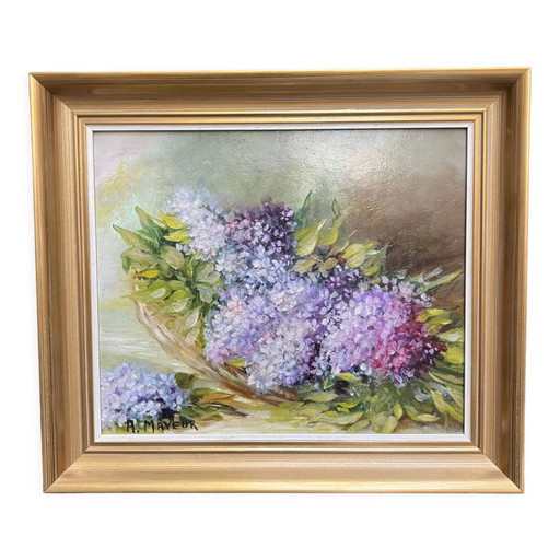 A. Mayeur Lilacs still life – schilderijen tekeningen, Wood