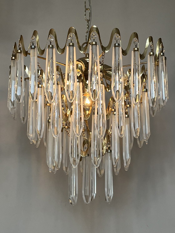 Image 1 of Lampadario di cristallo vintage di lusso in stile Art Déco anni '80