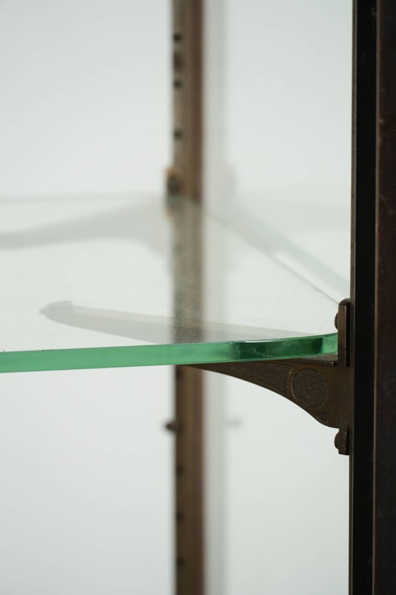 Image 1 of Large antique 19th-century English oak display cabinet/shop cabinet with multiple glass levels