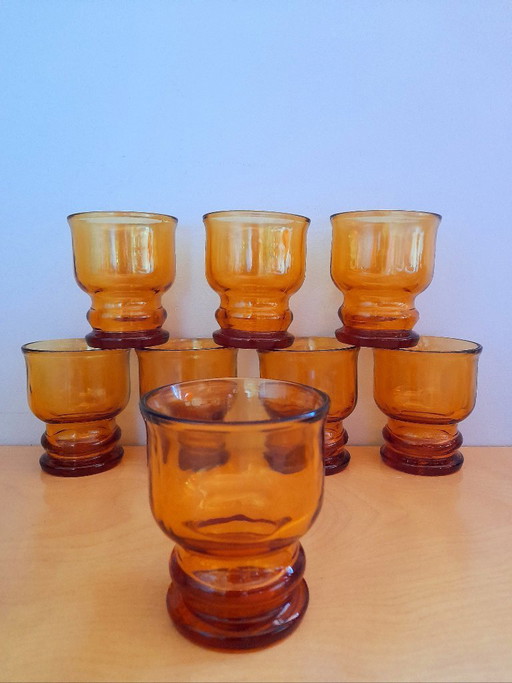 Set di otto bicchieri ambrati, Pernod 1970