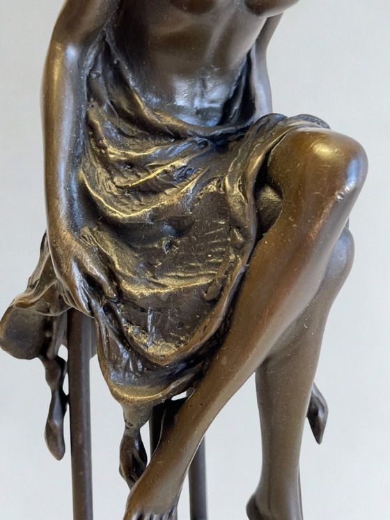 Image 1 of Superbo set di 3 sculture in bronzo firmate Collinet – stile Art Déco – 28 cm