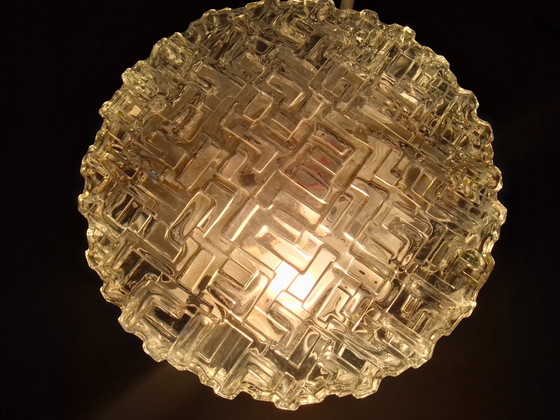 Image 1 of Vintage plafondlamp met labyrint patroon jaren 70