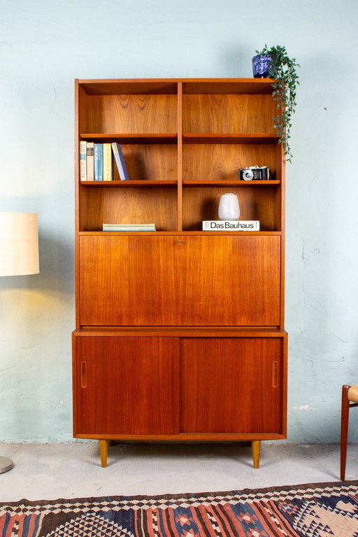 Vintage secretair bureau, dressoir, bijzettafel, teak, Hundevad bureau