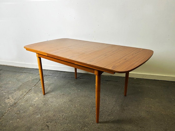 1960/70s Schreiber Mid-Century Extending Dining Table 4 Matching Dining Chairs – Dining set, Wood (photo 5 of 12)