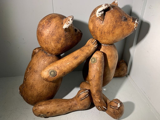 Ours antiques - articulations en laiton - cuir pleine fleur