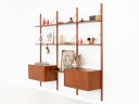 Modulaire wandkast van teakhout, Deens design, jaren 60, gemaakt in Denemarken.