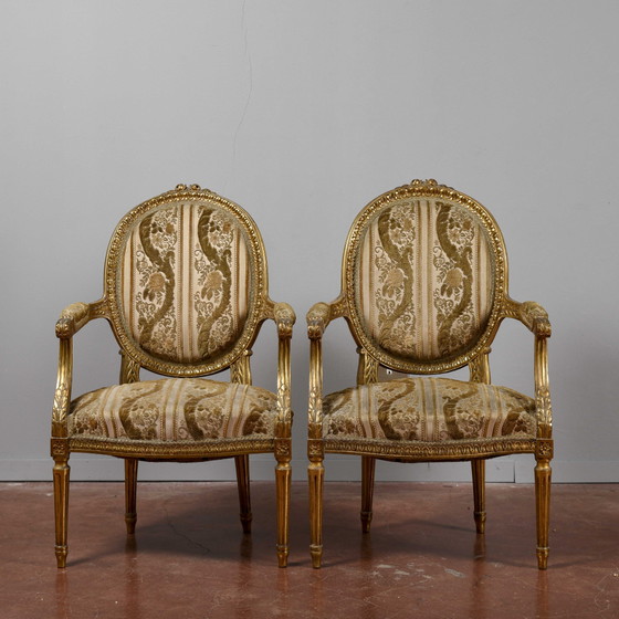 Coppia di Poltrone Dorate Stile Napoleone III – Legno (photo 4 of 13)