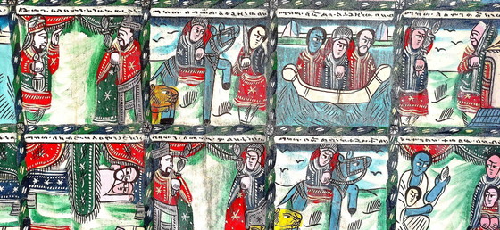 Image 1 of Ölgemälde auf Leinwand 40 Szenen Solomon & Sheba 183,5 cm x 78 cm 1930er Jahre