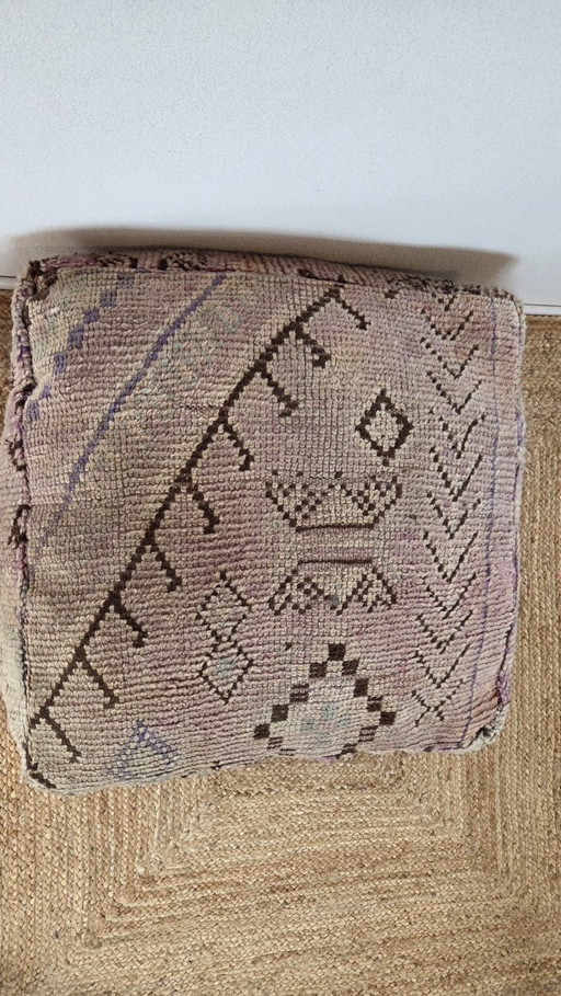 Moroccan pouf, vintage purple seat cushion