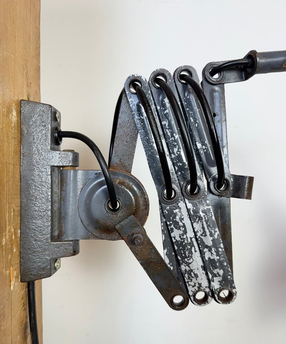 Image 1 of Grey Industrial Scissor Wall Lamp from Elektroinstala, 1960s