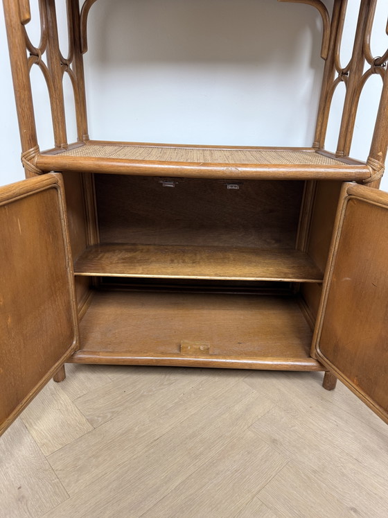 Image 1 of Vintage rattan bamboo manou arched cabinet with doors