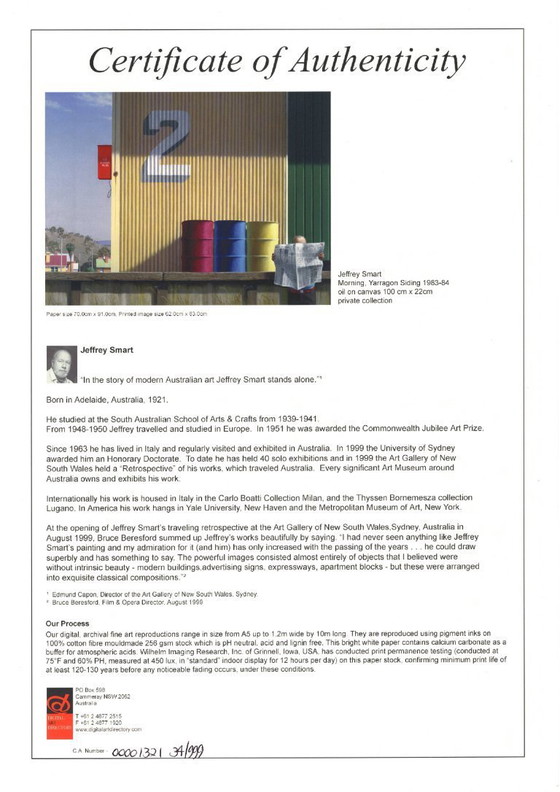 Image 1 of Jeffrey Smart – "Mattina, Yarragon Siding" (Stampa d'archivio in edizione limitata con cornice)