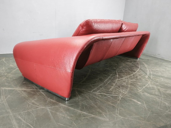 Image 1 of Divanotti Italienisches freistehendes Zweisitzer-Sofa aus rotem Leder