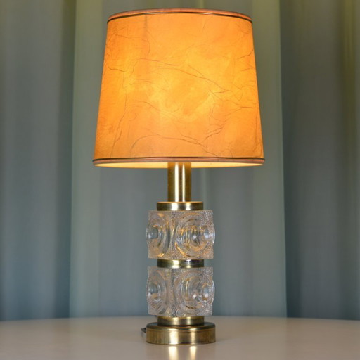 Mid century glass/brass table light