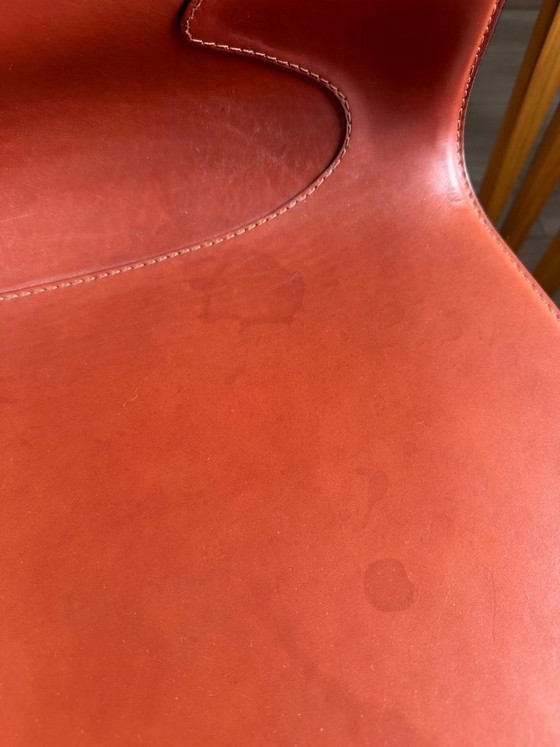 Image 1 of Original Matteo Grassi designer chairs in rare cognac leather – set of 8 in