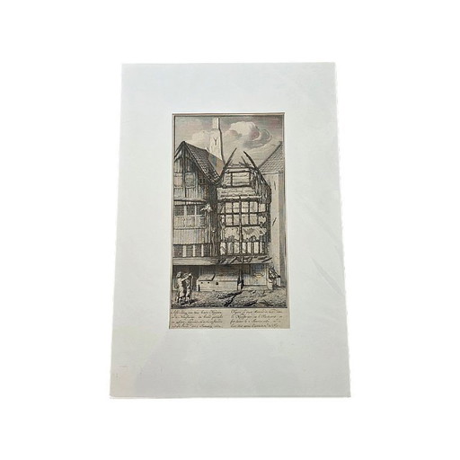 Jan van der Heyden etching Oude Nieuwstraat Amsterdam, 17th century