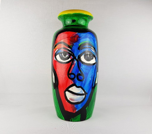 Vintage PETER ROBERT KEIL Handbemalte Scheurich-Vase Surrealistische abstrakte Kunst Berlin 1983
