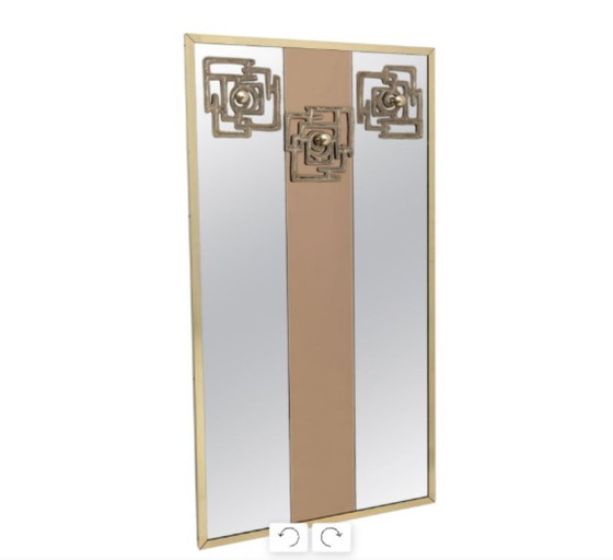 Image 1 of Perchas de latón y espejo de Luciano Frigerio, estilo moderno de mediados de siglo, década de 1970